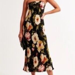 Abercrombie & Fitch Strapless Floral Dress - Black and Cream